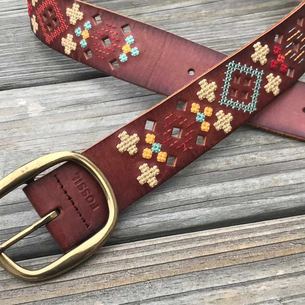 Fossil Women Belt Brown Genuine Leather Waistband - Picture 2 of 8